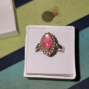 Elegant Silver and Pink Gemstone Ring